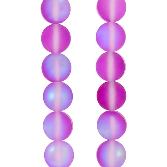 12 Pack: Matte Purple Opal Glass Round Beads, 8mm by Bead Landing&#x2122;